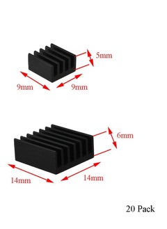 KASTWAVE 20pcs Heat Sink Mini Radiator Dissipate Heat Thermal Cooling Lower Temperature Easy to Install for PI IC CPU Chipset Raspberry Stepper Board Aluminum Black Assortment  - Image 5