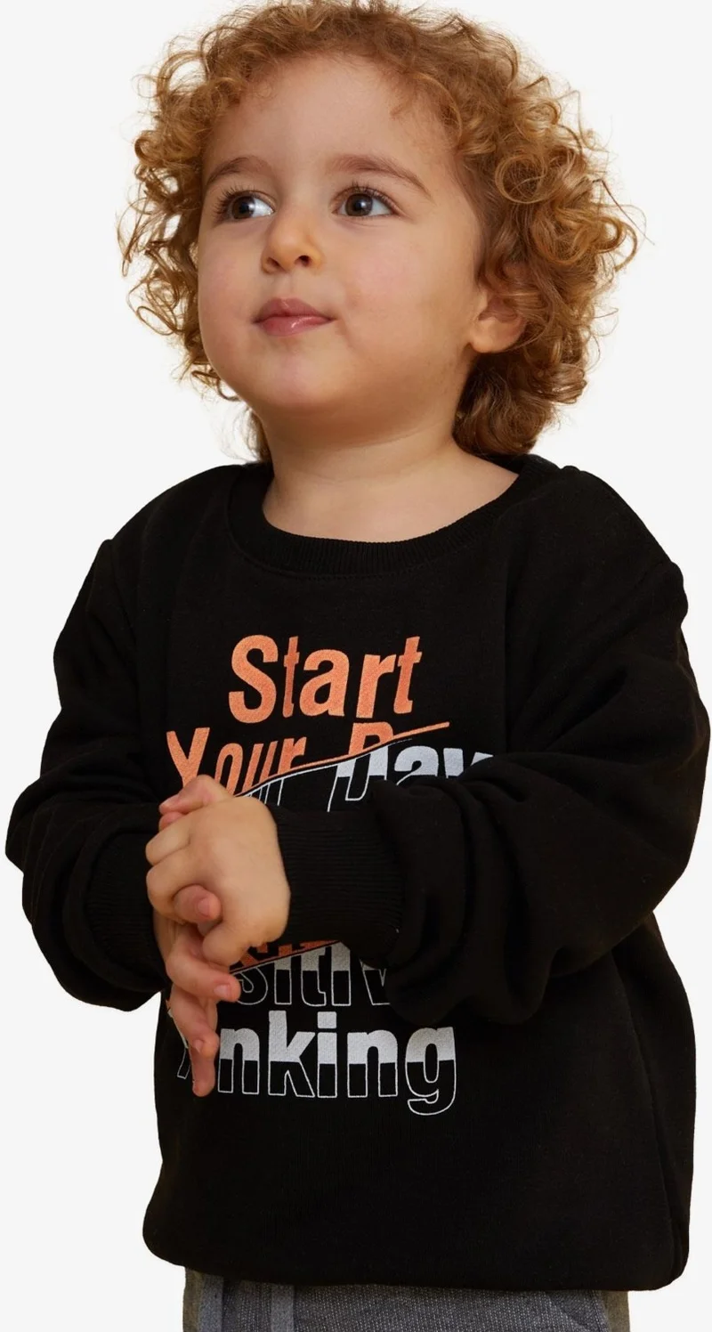 Breeze Boy's Sweatshirt Text Printed 2-6 Years, Black