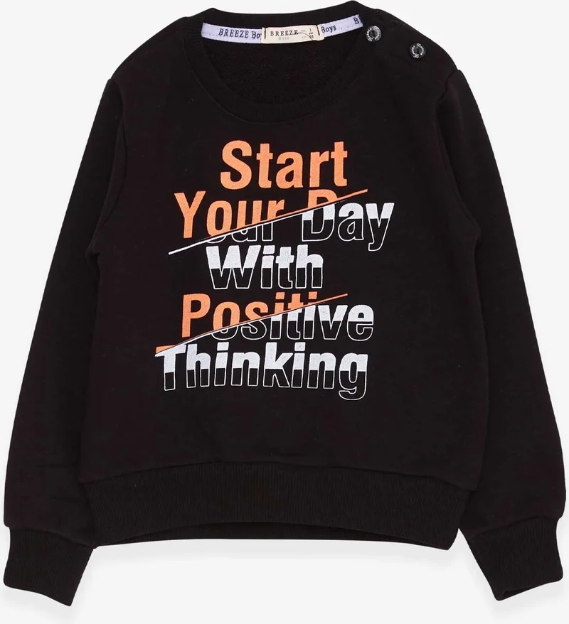 Breeze Boy's Sweatshirt Text Printed 2-6 Years, Black