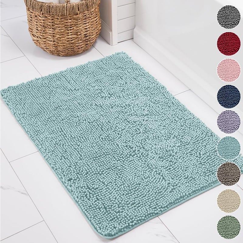 كانجرو Kangaroo Bathroom Brugs Chenille Soft Usporbent Bath Brug Shaggy Shaggy Hate Machine Machine Wash Bathmat Plush Plush Frats for Tub Bathbons and Bath Room Accosts 60x24 Seafoam - Image 1