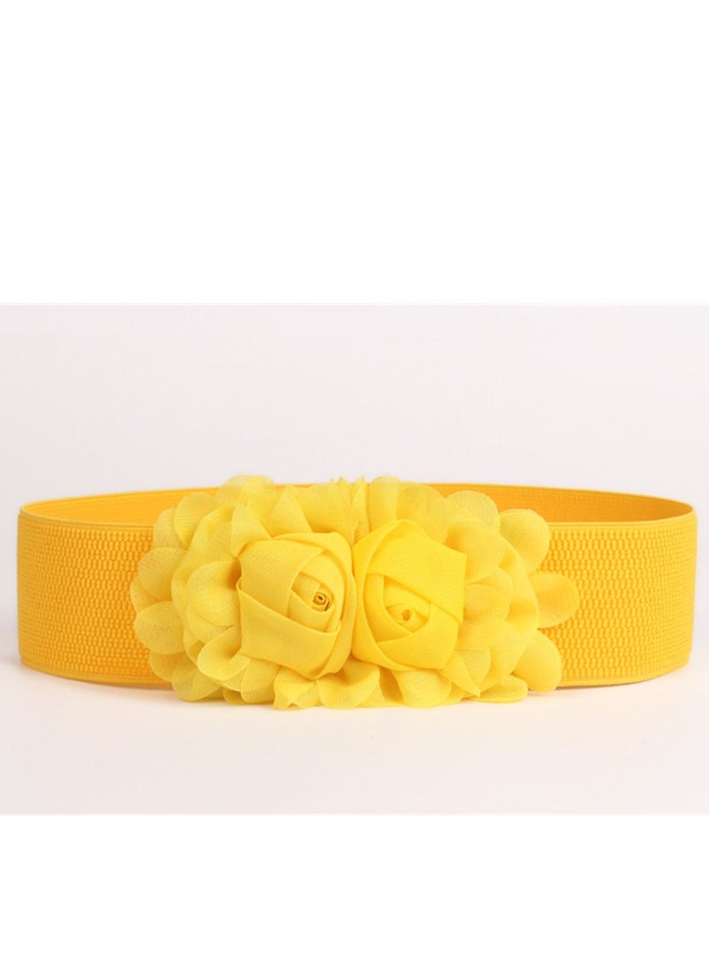 Loquat - Decorative Female Simple All Kinds Of Elastic Belt rose Elastic Waist Seal 60g Yellow - Image 1