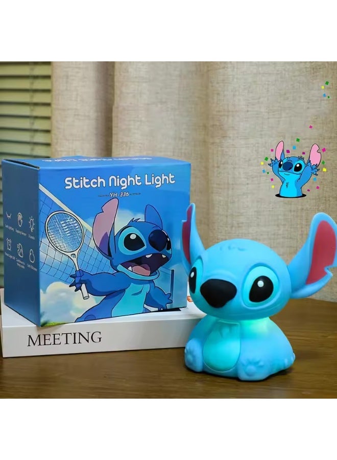 مصباح ليلي على شكل ستيتش، هدايا ستيتش لطيفة للبنات، مصباح ليلي على شكل ستيتش، هدايا بطة لطيفة للبنات، مصباح ستيتش للهدايا، مصباح ديكور لغرفة النوم، ABS+SIL، تحكم باللمس، محمول وقابل لإعادة الشحن، هدايا عيد ميلاد للأولاد والبنات، أزرق - Image 1