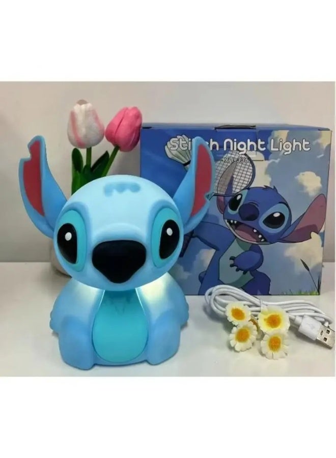 مصباح ليلي على شكل ستيتش، هدايا ستيتش لطيفة للبنات، مصباح ليلي على شكل ستيتش، هدايا بطة لطيفة للبنات، مصباح ستيتش للهدايا، مصباح ديكور لغرفة النوم، ABS+SIL، تحكم باللمس، محمول وقابل لإعادة الشحن، هدايا عيد ميلاد للأولاد والبنات، أزرق - Image 2