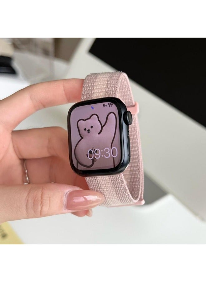 Summer Breathable Nylon Loop Velcro Strap For Apple Apple Watch Iwatch10 Generation 9876-Colour:Wheat Flour-Specification:38/40/41  - Image 4