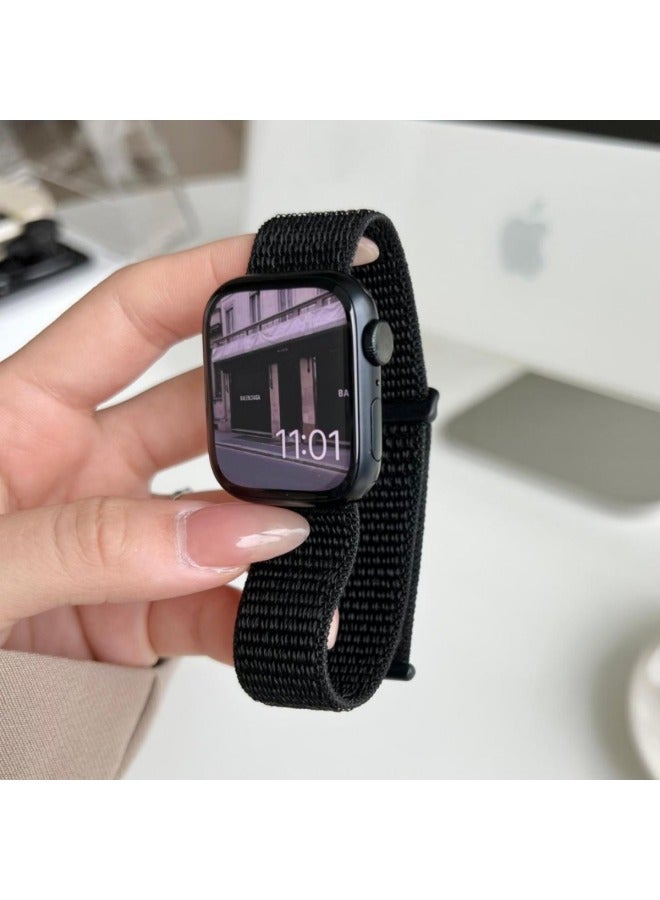 Summer Breathable Nylon Loop Velcro Strap For Apple Apple Watch Iwatch10 Generation 9876-Colour:Wheat Flour-Specification:38/40/41  - Image 3
