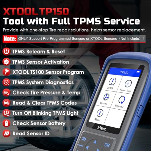 XTOOL TP150 TPMS Programming Tool, Universal TPMS Relearn/Reset/Activate Tool, Tire Sensor Programmer for XTOOL TS100 Only, Tire Pressure Monitor System Diagnostics Tool - Image 2