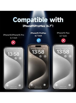 2PCS for iPhone 15 Pro Max HD Screen Protector, Full Coverage 9H Hardness Tempered Glass, Bubble Free, Easy Installation, Auto Dust-Elimination, Anti-fingerprint - view 2
