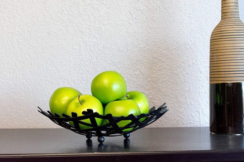 Grofly Fruit Basket Fruit Vegetable Basket Bowl Decorative Thick Heavy Metal Wire Fruit Basket Nordic Style Counter top Vegetable Bowl Basket Holder Stand for Kitchen Round Platter Tabletop - Image 2