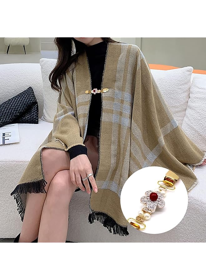 erorex 3Pcs Tie Up Sweater Clip And Scarf Clip Set Vintage Dress Clips Back Cinch Clip For Clothing Shawl Clasps Ladies Dress Chain Cardigan Retro Cardigan Collar Brooch Clips£¬3 Styles - Image 3