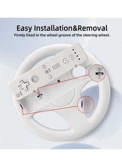 SYOSI Steering Wheel for Nintendo Wii and Wii U Remote Controller, 2 Pack Racing Wheels Games Accessories for Mario Kart, Game Controller Wheel for Nintendo Wii Remote Game (White)  - Image 3
