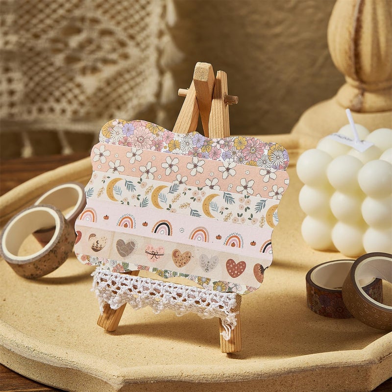 YUBX Boho Washi Tape Set 10 Rolls Cute Masking Graphic Floral Pattern Decorative Tapes for Arts, DIY Crafts, Journals, Planners, Scrapbook, Wrapping (Warm) - Image 4