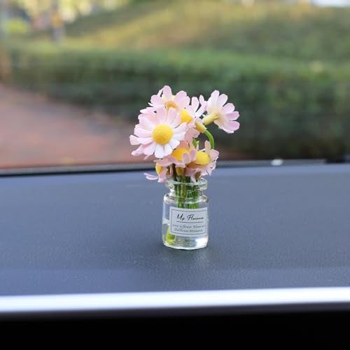 Kiofs Daisy Flower Car Accessories for Women Interior Aesthetic, 3 Pcs Daisy Cute Car Dashboard Decorations - Image 4