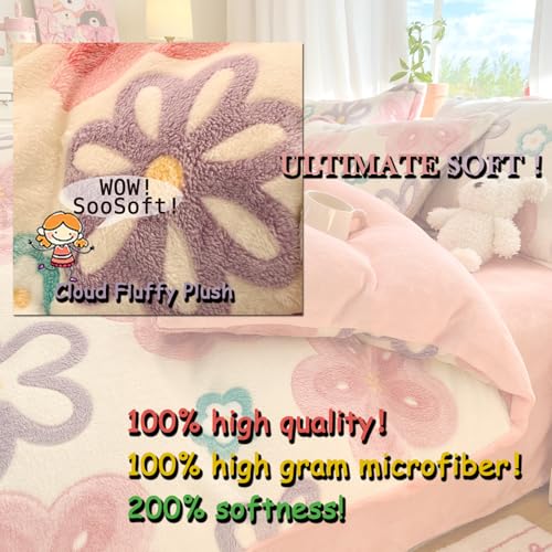 MorroMorn Twin Bedding Sets, Pink Floral Duvet Cover Set, Fluffy Comforter Covers, Colorful Flowers Blanket Ultra Soft Kawaii Cute for Girls Toddler Kids Teen Women Twin/Twin XL Size - Image 3