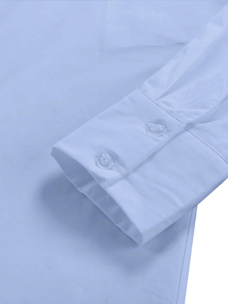 LYANER Women's Casual Shirt Dress Collar V Neck Button Down Loose Long Sleeve Mini Dresses Light Blue XX-Large - Image 5