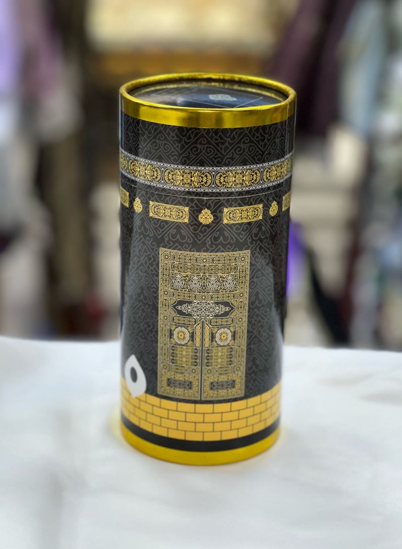 An elegant black gift box inspired by the design of the Kaaba’s Kiswa and the Black Stone, containing a luxurious prayer rug with Islamic motifs and a premium bead misbaha. Perfect for gifting on occasions like Hajj, Umrah, Ramadan, Eid, and other special events. - Image 1