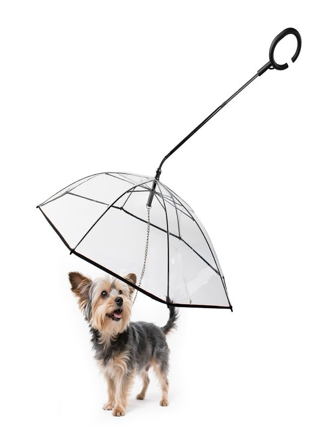 PETLESO Dog Umbrella for Small Dogs, Clear Pet Umbrella with Leash, Rainy Walking Keep Puppy Dry, Self-Assembly Rain Cover, Adjustable Angle Shaft - Image 1