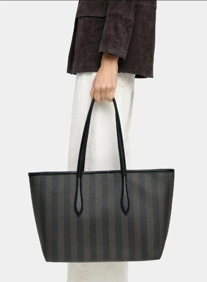 بارفوا حقيبة متسوق مخططة مع حقيبة قابلة للإزالة