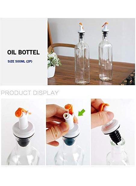 Incrizma Oil and Vinegar Dispenser Salad Dressing Cruet Glass Bottle 2 Piece Set - with Lever Release Pourer 500 ml  - Image 4