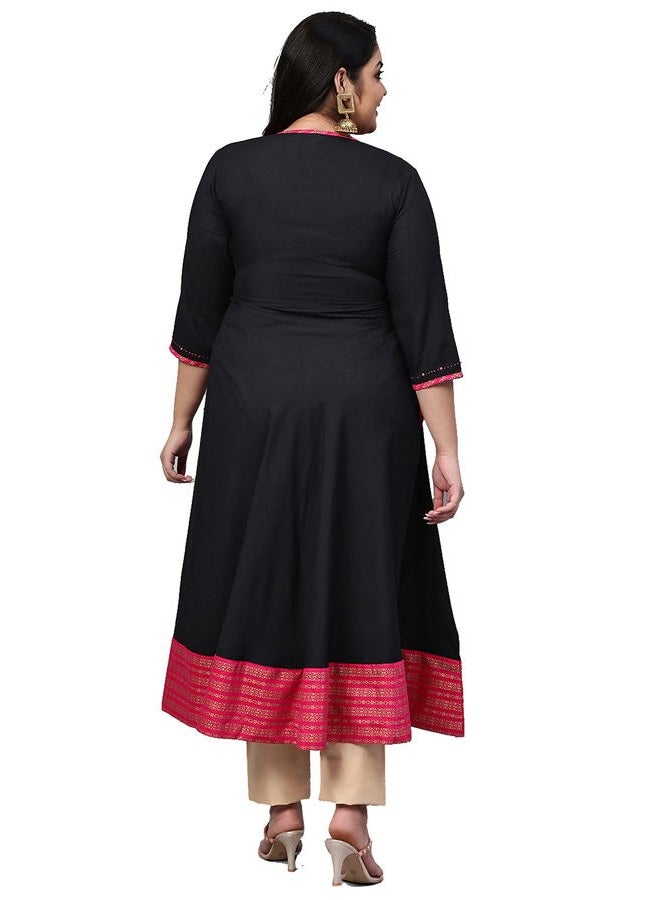 YASH GALLERY Women's Rayon Printed Anarkali Kurta for Women - Image 4