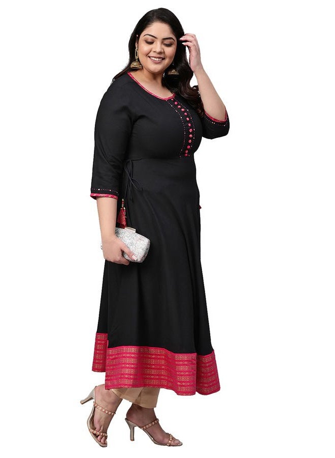 YASH GALLERY Women's Rayon Printed Anarkali Kurta for Women - Image 3