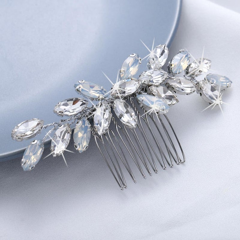 Easedaily Crystal Bride Wedding Hair Comb Silver Rhinestone Bridal Hair Clip Sparkly Prom Hair Piece Hair Accessories for Women and Girls