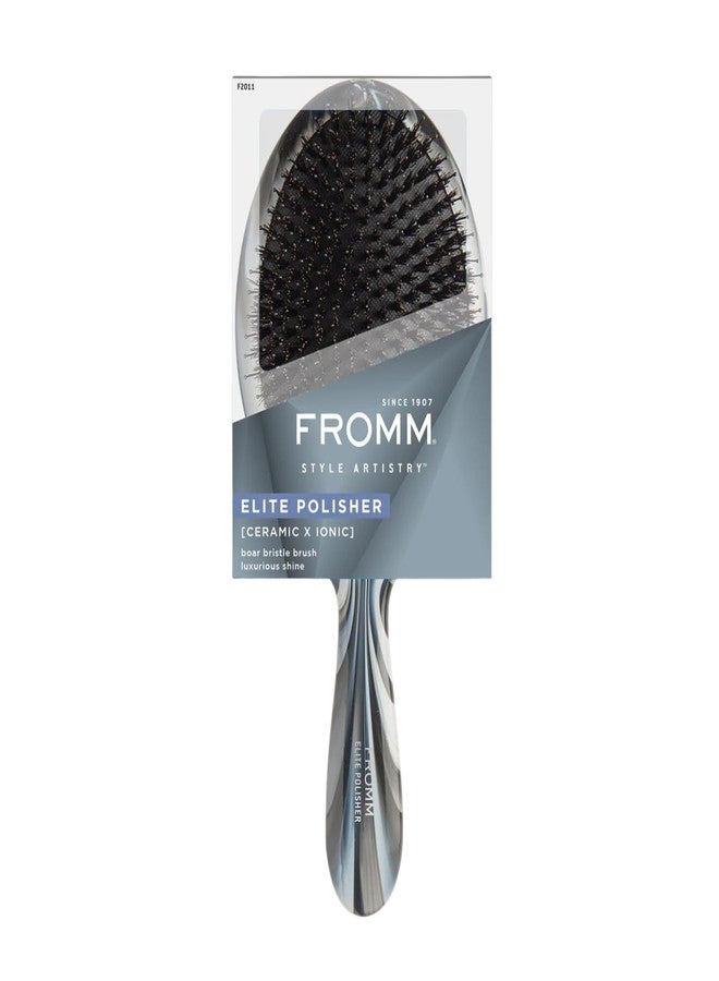 Fromm Professional Elite Polisher Ceramic x Ionic Luxurious Shine Boar Bristle Brush | Gentle Hair Detangler & Massage Brush Smooths Frizz & Flyaways for Medium to Thick Curly Hair - Image 1