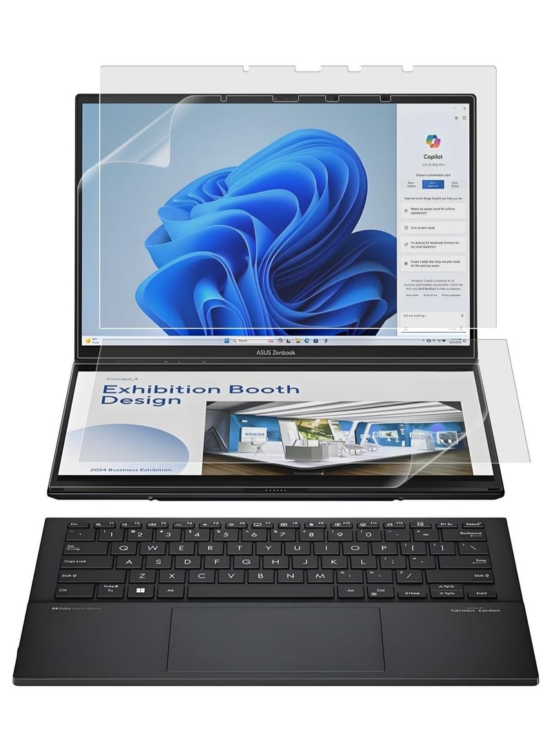 Compatible with 2025 ASUS Zenbook Duo 2 in 1 Laptop Dual 14 Inch OLED UX8406 High Definition Scratch Resistant Film Includes Primary and Secondary Screens - Image 1