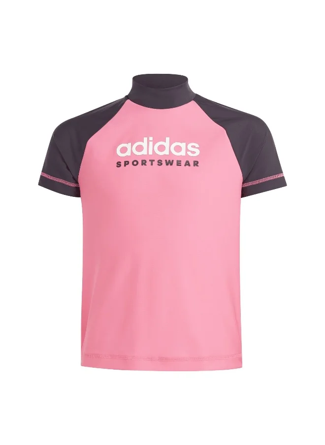 اديداس adidas Kids Rashgd Ss Pink Swim Swimwear 1824