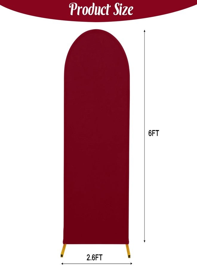 FEINIGESI 6FT Spandex Fitted Wedding Arch Cover Round Top Stand Chiara Cover Backdrop Cover for Wedding Birthday Party Ceremony Baby Shower Decoration(Burgundy) - Image 3