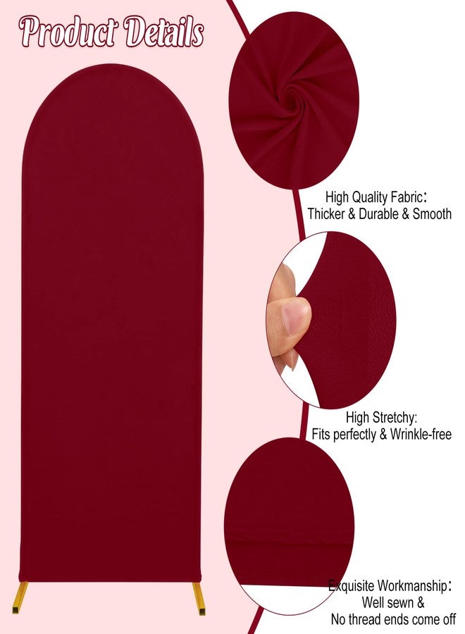 FEINIGESI 6FT Spandex Fitted Wedding Arch Cover Round Top Stand Chiara Cover Backdrop Cover for Wedding Birthday Party Ceremony Baby Shower Decoration(Burgundy) - Image 4