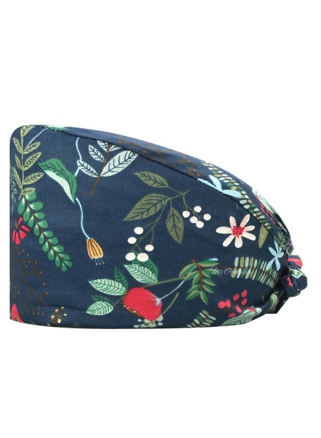 NIBEMINENT Cartoon Doctor Operating Room Pattern Printed Nursing Head Cap Lab Scrub Pet Hospital Surgical Hat Unisex Dentist Scrub Cap