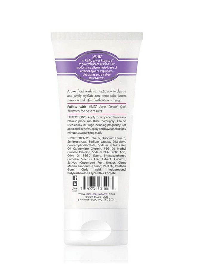 Belli - Skincare Antiblemish Facial Wash Gel Cleanser Anti Acne For Sensitive Skin Pregnancy Safe Natural Extract Face Wash For All Skin Types 6.5 Ounce - Image 1