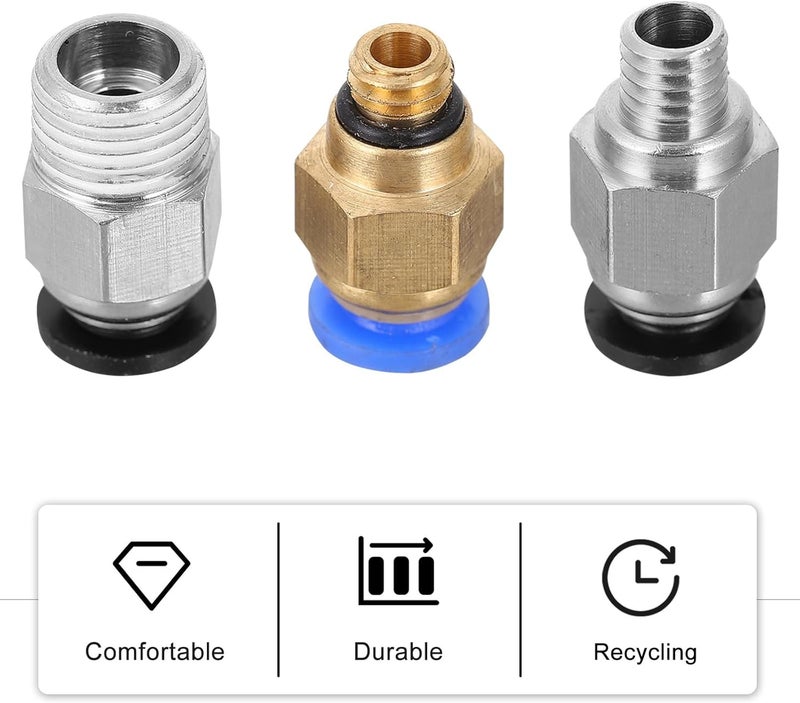 12pcs 3d Printer Air Quick Fittings Push to Connect Straight Hose Connectors Pc4-m6 Pc4-01 Metal Thread Adapter Kit for Industrial Air Systems - Image 3