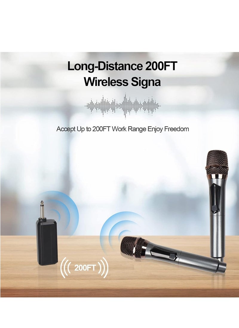 JAJEEK Wireless Microphone System – Dual UHF Wireless Metal Dynamic Microphone with Rechargeable Receiver, 200ft Range, Ideal for Karaoke, Church, Speeches, Weddings, Singing, and Classrooms - Image 1