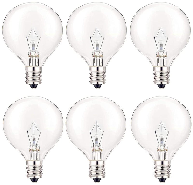 SerBion 25 Watt Wax Warmer Bulbs, Light Bulbs for Full Size Scentsy Warmer, 6 Packs E12 Base Type G Bulb, Dimmable, Warm White, 120V G16 1/2 Bulbs for Candle Lamp - Image 1