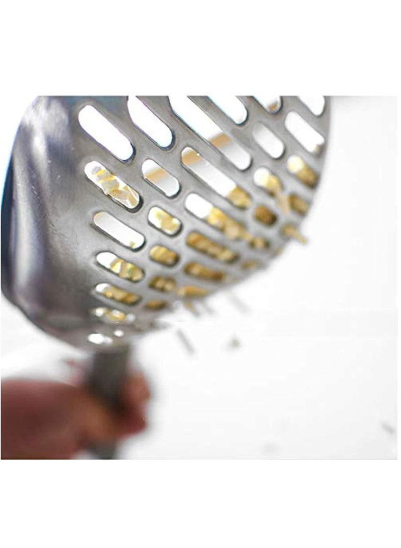 منخل فضلات القطط مع مجرفة عميقة مجرفة قطط معدنية متينة من الألومنيوم مع مقبض مطاطي مريح طويل للحيوانات الأليفة - Image 4