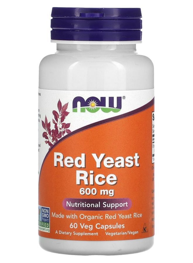 now Red Yeast Rice 600 mg 60 Veg Capsules