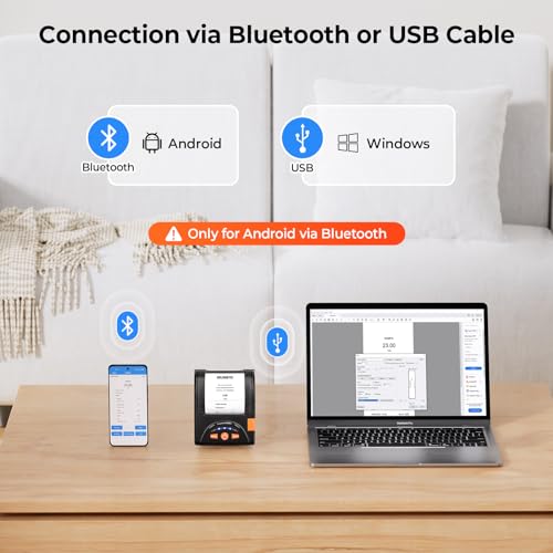 MUNBYN Bluetooth Receipt Printer 58mm Mini Wireless POS Thermal Printer for Restaurant Portable for AndroidWindows - Image 3