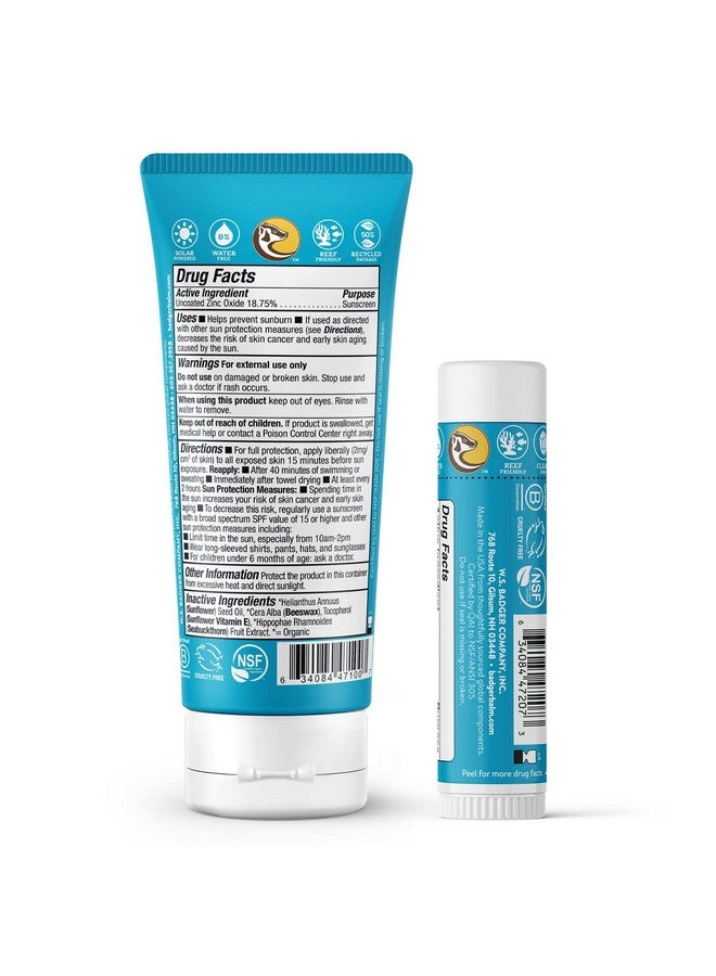 بادجير مجموعة واقي الشمس المعدنية، كريم بعامل حماية من الشمس 30 وعصا للوجه بعامل حماية من الشمس 35، مقاوم للماء واسع الطيف وآمن على الشعاب المرجانية العضوية مع أكسيد الزنك، بدون رائحة - Image 2