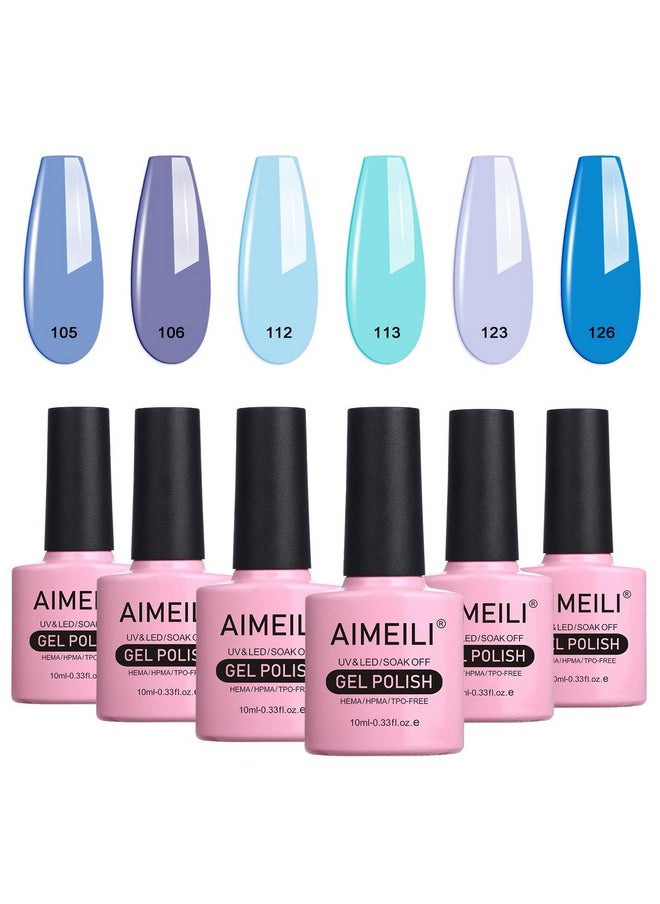 AIMEILI AIMEILI Soak Off Blue Gel Nail Polish Christmas Nail Color Set Of 6pcs X 10ml - Kit Set 32  - Image 1