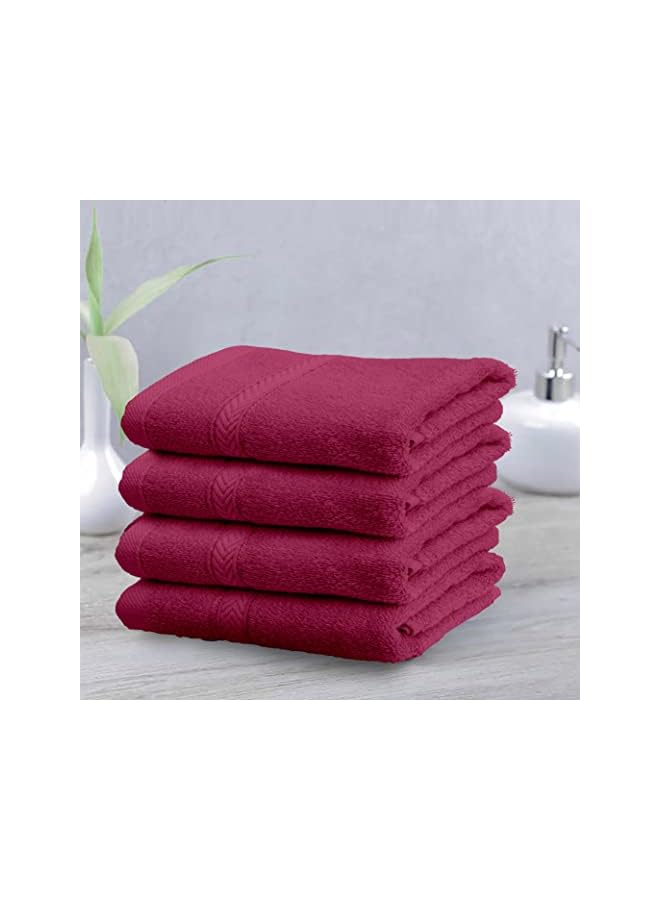 The Bros 4-Piece Hand Towel Set - Premium Cotton Terry, Luxurious Ringspun, 480 GSM Highly Absorbent and Quick Dry for Spa-Like Comfort, Size: 40 x 70 cm, Fuchsia Pink - Image 2