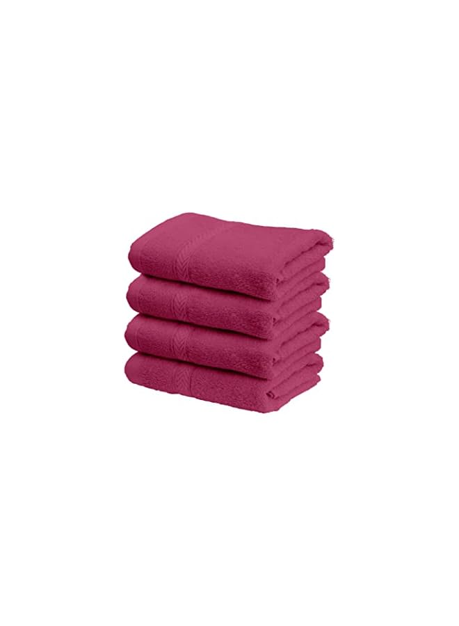 The Bros 4-Piece Hand Towel Set - Premium Cotton Terry, Luxurious Ringspun, 480 GSM Highly Absorbent and Quick Dry for Spa-Like Comfort, Size: 40 x 70 cm, Fuchsia Pink - Image 3