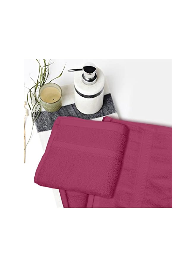 The Bros 4-Piece Hand Towel Set - Premium Cotton Terry, Luxurious Ringspun, 480 GSM Highly Absorbent and Quick Dry for Spa-Like Comfort, Size: 40 x 70 cm, Fuchsia Pink - Image 5