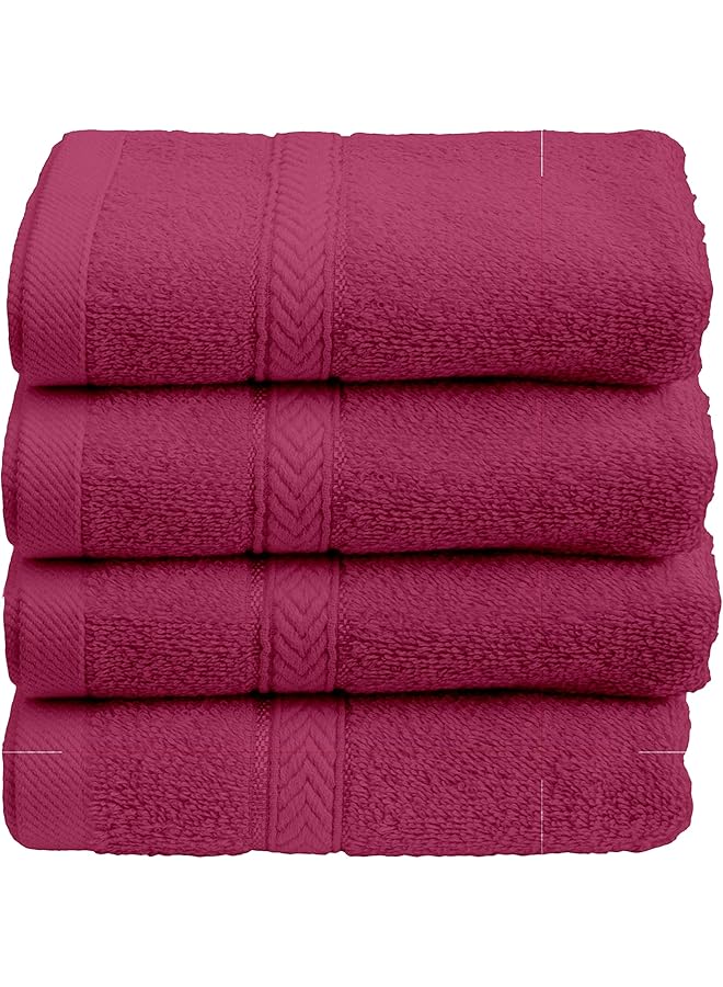 The Bros 4-Piece Hand Towel Set - Premium Cotton Terry, Luxurious Ringspun, 480 GSM Highly Absorbent and Quick Dry for Spa-Like Comfort, Size: 40 x 70 cm, Fuchsia Pink - Image 1