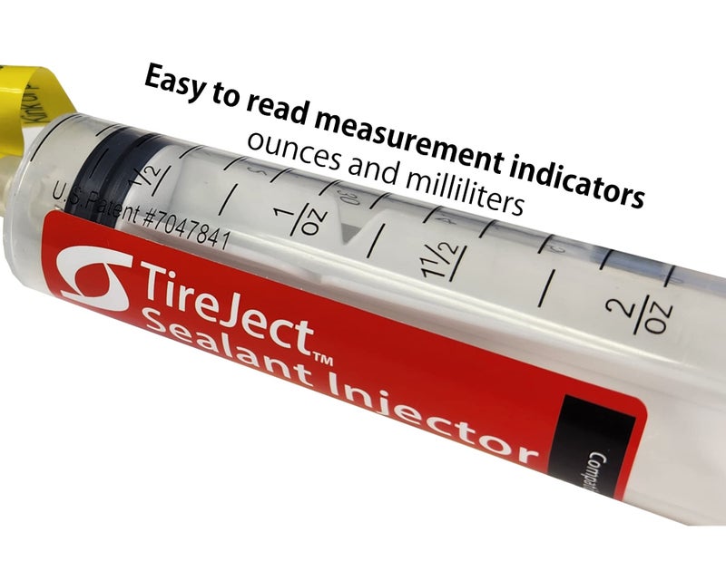 TireJect Tire Sealant Injector - Tubeless Sealant Injector Syringe Applicator Presta & Schrader Compatible - Easy Tire Sealant Installation for Bicycle & All Vehicles - 2oz with Valve Core Tools - Image 2