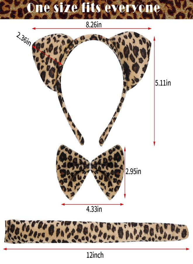 Dxhycc Cat Costume Leopard Cat Ears Headband Tail Bowtie Tutu and Leopard Face Sticker for Halloween Dress Up - Image 3