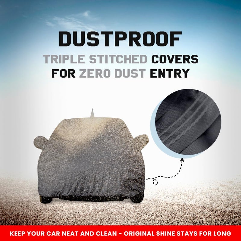 Autofact Ignis Dustproof Car Cover with Mirror & Antenna Pockets, Grey Color, Taffeta Polyster,Triple Stitched, Compatible with Maruti Ignis Car Cover (2012 to 2024), Ignis Car Accessories - Image 4