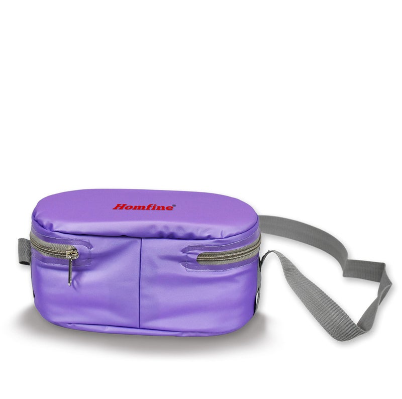 Homfine Lunch Box with 3 Containers Stainless Steel and Plastic | Insulated Fabric Zipper Bag Leak Proof Microwave Safe Full Meal Easy to Carry (Blue, 1U) - Image 4