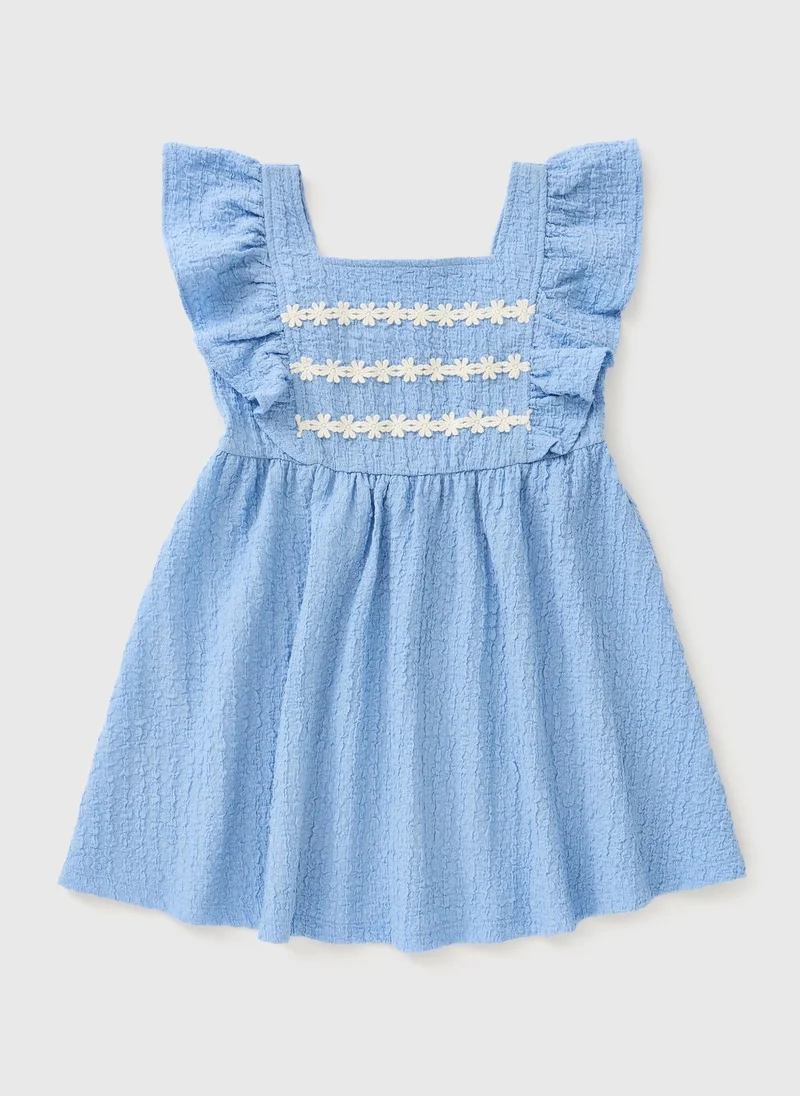 Girls Blue Daisy Crinkle Dress