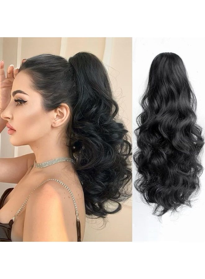 StrRid باروكة ذيل الحصان، وصلة ذيل حصان سوداء، وصلات شعر مموجة بطول 16 بوصة، ذيل حصان صناعي، شعر صناعي مجعد رقيق، مشبك في ذيل حصان أشقر، قطع شعر للنساء يوميًا، 6 أونصة - أسود - Image 1